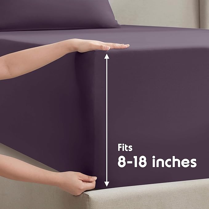 Nestl Twin Sheet Set - 1800 Ultra-Soft Microfiber Twin Bed Sheets - Double Brushed - Deep Pockets - Easy Fit - Extra Soft - 3 Piece Set - Bedding Sheets & Pillowcases (Twin, Purple)