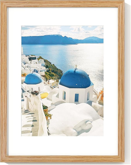 Axeman 12x16 Picture Frame with Mat for 8.5x11, Solid Oak Wood Frame w/Tempered Real Glass, Wooden Certificate Document Frame Horizontal and Vertical Formats for Wall with Wall Hook Included, Natural