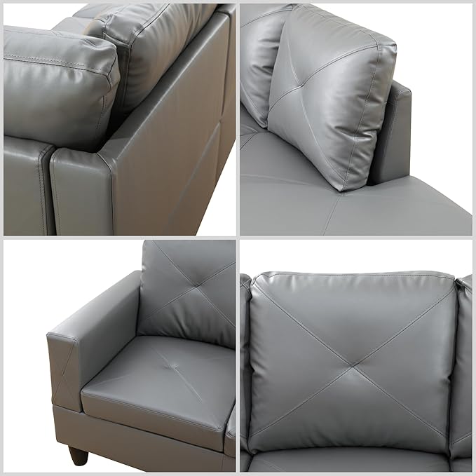 L Shaped Couch, Modular Sectional Sofa with Chaise, Modern Modular Sofas Furniture Sofa Couches for Living Room/Apartment/Office/Bedroom, Dark Grey