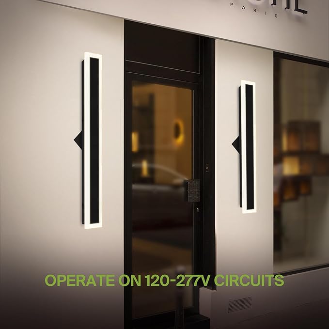 ASD LED 36" Long Wall Mount Light Fixture, Outdoor & Indoor Linear Sconce | 3CCT, Dimmable, Waterproof, Anti-Rust, ETL Listed | 30W 2500LM 3000-5000K 100-277V | Exterior Porch Lighting | Black, 2 Pack