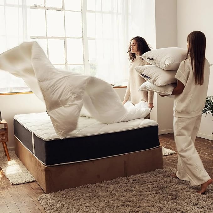 Lincove European Down Comforter King Size - Breathable, Ultra-Soft & Fluffy Comforter Filled with 100% Natural White Down, Luxury Hotel Collection All Season Duvet Insert with Corner Tabs