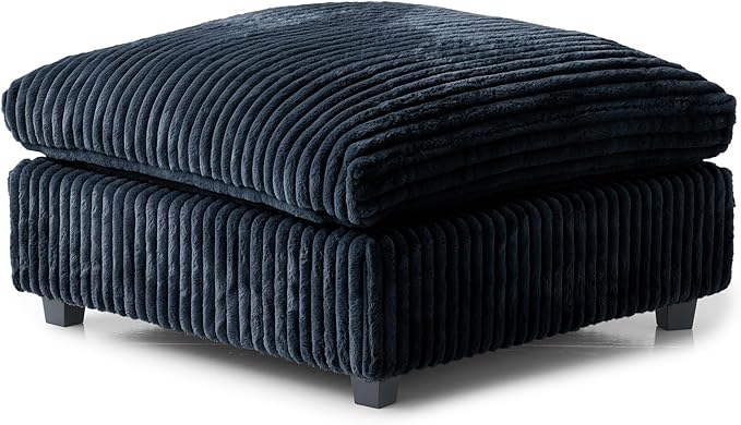 JACH 39.37" Modern Comfy Ottoman for Living Room, Oversized Ottoman Footstool, Cushion Covers Removable, Minimalist Ottomans for Party Bedroom Apartment (Black)