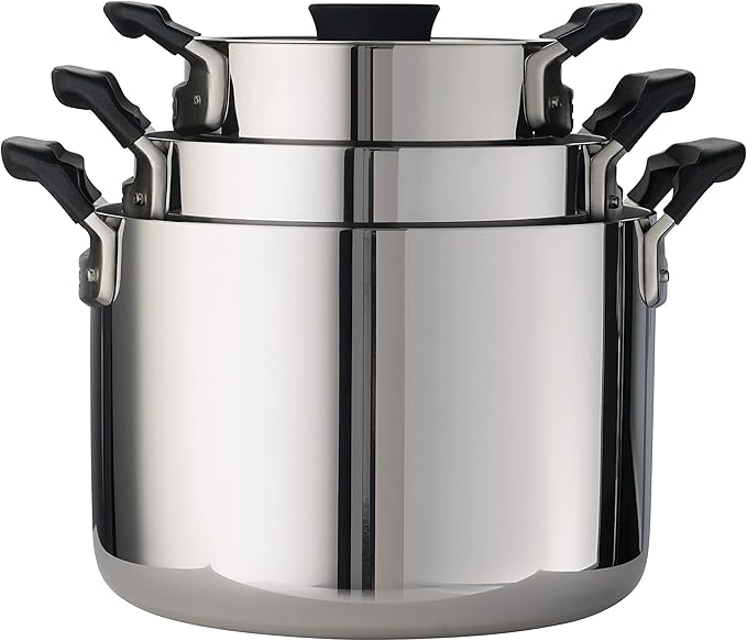 Tramontina Nesting 6 Pc Stainless Steel Tri-Ply Clad Sauce Pan and Stock Pot Set, 80116/048DS