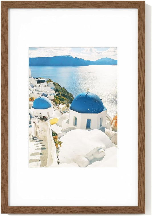 Axeman 12x18 Poster Frame | Solid Oak Wood 12 x 18 Picture Frame With Mat for 8.5x11 | 18''x12'' Wood Frame | Tempered Glass and Hanging Hardware Included Home Wall Decor Hanging Frame | Walnut