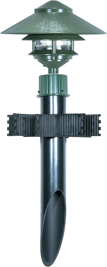 Nuvo SF76/634 One 2 Louver Hood Outdoor Pagoda Landscape Pathway Light, 2 Tier-Large, Green