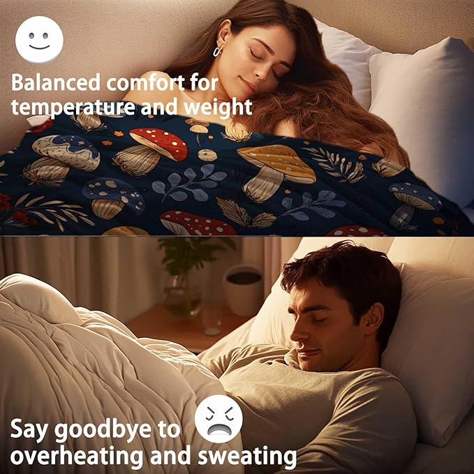 Mushroom Blanket Throw, Gifts for Women and Men, Lightweight Fleece for Decor, Hippie, 50x60 Inches