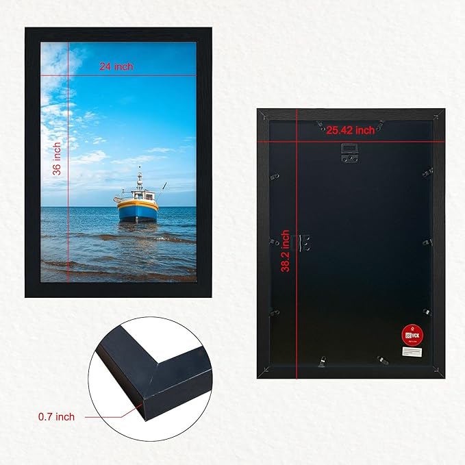 VCK 24x36 Picture Frame Exclusive Large Black Poster Frame for Wall Gallery Home Office 1 Pack