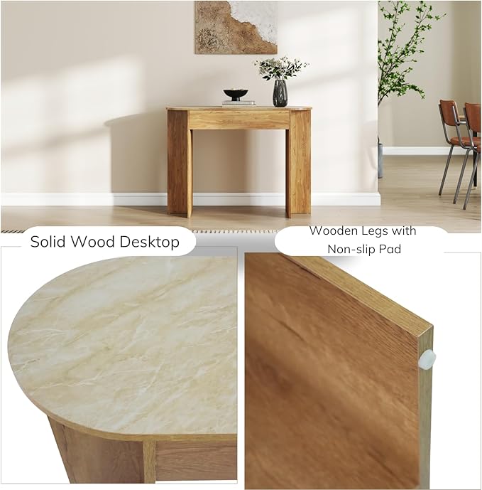 Mid Century 43 Inch Console Table, Narrow Sofa Table Behind Couch, Farmhouse Wooden Console Table for Living Room, Entryway, Natural Finish