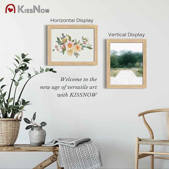 11x14 Picture Frame set of 4, Natural Oak Wood Poster Frame, Wall Hanging