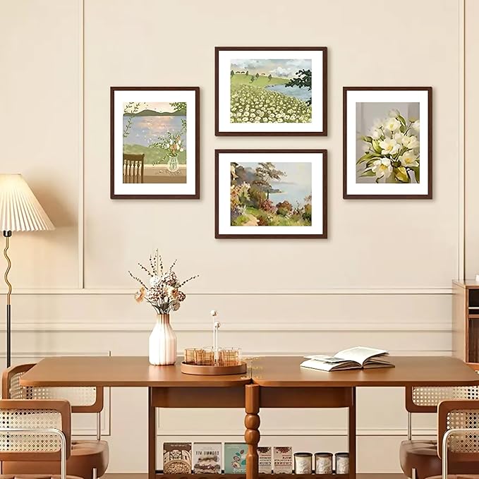 FIXSMITH 11x14 Picture Frame Set of 2, Photo Frame with HD Plexiglass, Display Pictures 8x10 with Mat or 11x14 Without Mat, Brown Picture Frames Collage Wall Decor, Gallery Wall Frame