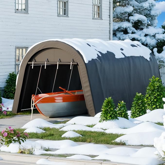 Carport 12x20 ft Heavy Duty, All-Season Waterproof UV Protected Outdoor Car Ports w/Reinforced Metal Frame Roll-up Ventilated Doors,Portable Garage Car Shelter for Boat Truck Motorcycle Yacht