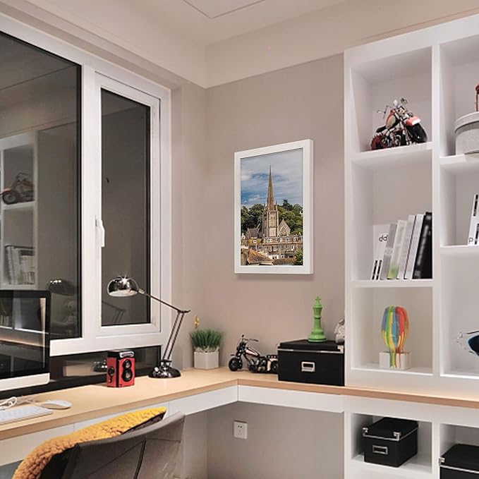 VCK Poster Frames Wood Poster Large Picture Frames for Wall Gallery Home Office Photography Art Decoration (White, 13 x 19)