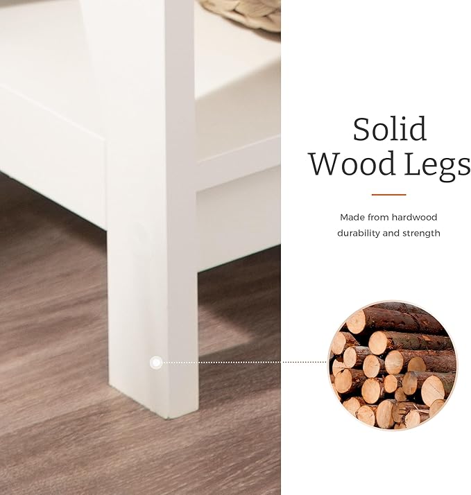 GREEN PARTY Coffee Tables for Living Room, Simple Wooden Stable Coffee Table with Shelf,Open Storage Space with Large Capacity Coffee Table,40 Inches, White