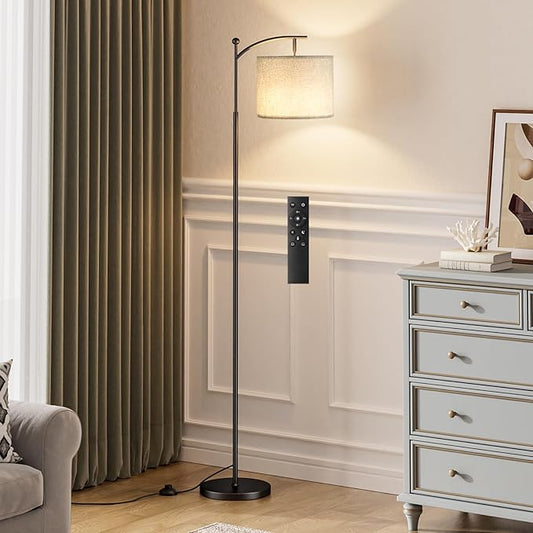 60" Floor Lamps with Remote Control & Bulb, Colors Temperature & Brightness Adjustable, Gray Shade & Black Pole