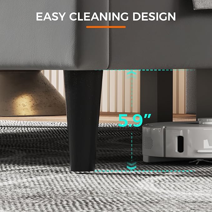 Casaottima Queen Bed Frame Upholstered Platform Bed with Wingback Headboard, Sturdy Wooden Slats Support, Noise-Free Mattress Foundation, No Box Spring Needed, Easy Assembly, Arrow Pattern Smoky Grey