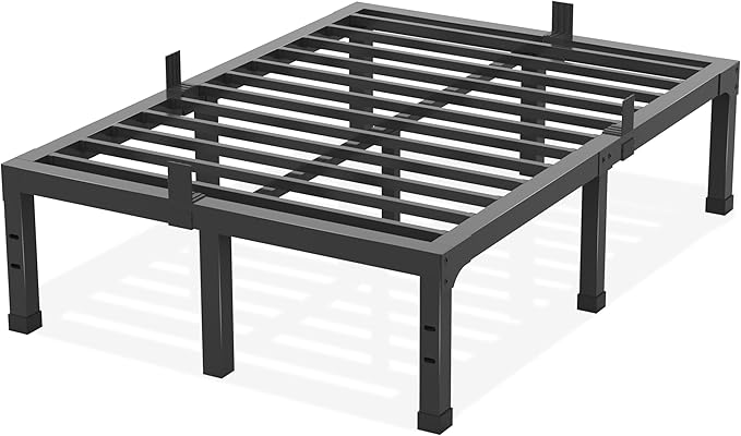 14 Inch Full Size Bed Frame, Heavy Duty Support 3500 lbs Metal Platform, No Box Spring Needed/Noise Free/Non-Slip/Steel Slat Support/Easy Assembly