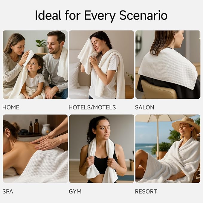 REDKISS Ultra Soft 6 Piece Towel Set, Premium White Towels for Bathroom, Highly Absorbent, Quick Dry, Lightweight Bath Towels Set Collection, Includes 2 Bath Sheets, 2 Hand Towels, 2 Washcloths