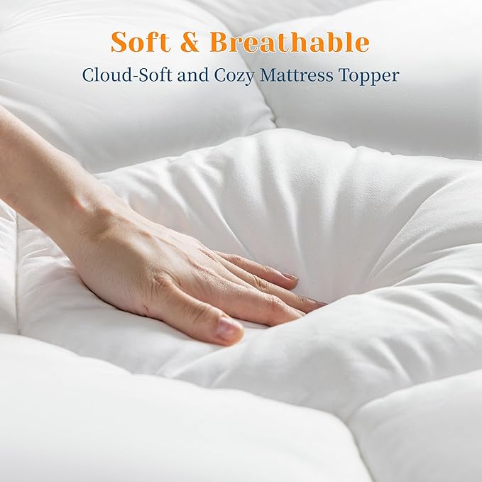 EnHomee Twin XL Mattress Topper 3Inch Fluffy Extra Thick Soft Mattress Topper with 1000GSM Overfilled, Relief Back Pain, Breathable & Skin-Friendly, 8-21 in Deep Elastic Pocket