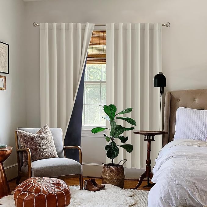BGment 100% Room Darkening Thermal Insulated Blackout Curtains 72 Inches Long with Liner, Rod Pocket and Back Tab Double Layer Noise Reduce Curtains for Bedroom (52 x 72 Inch, 2 Panels, Cashmere)