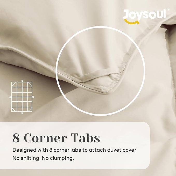 Joysoul Queen Size Down Comforter - All Season Ultra Soft Goose Down & Feather Fiber Fill, Luxury Hotel Cream Duvet Insert with Corner Tabs (88" X 88")