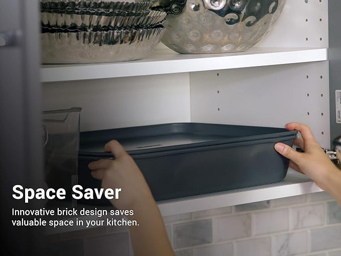 Elbee Home Set of 8 Durable Non-Stick Carbon Steel Baking Bricks for Easy Storage