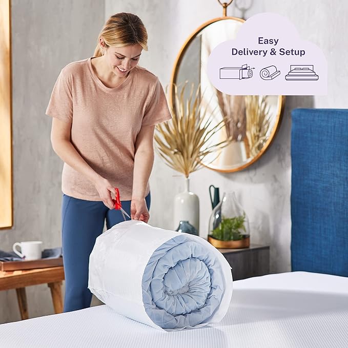 Sleep Innovations Cooling Comfort Gel Memory Foam Dual Layer Mattress Topper, 4 Inch, California King Size, Pillow Top Cover