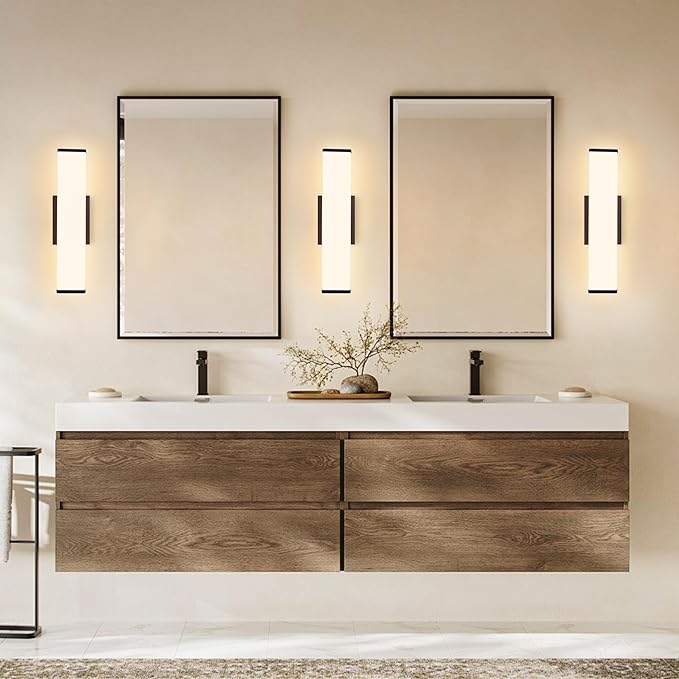 Kalium 16in Modern Wall Sconces, Dimmable Bathroom Vanity Lights, 3000K Warm White LED Indoor Sconces Lighting for Bathroom, Stairs, Living Room, Bedroom. Hardwired.