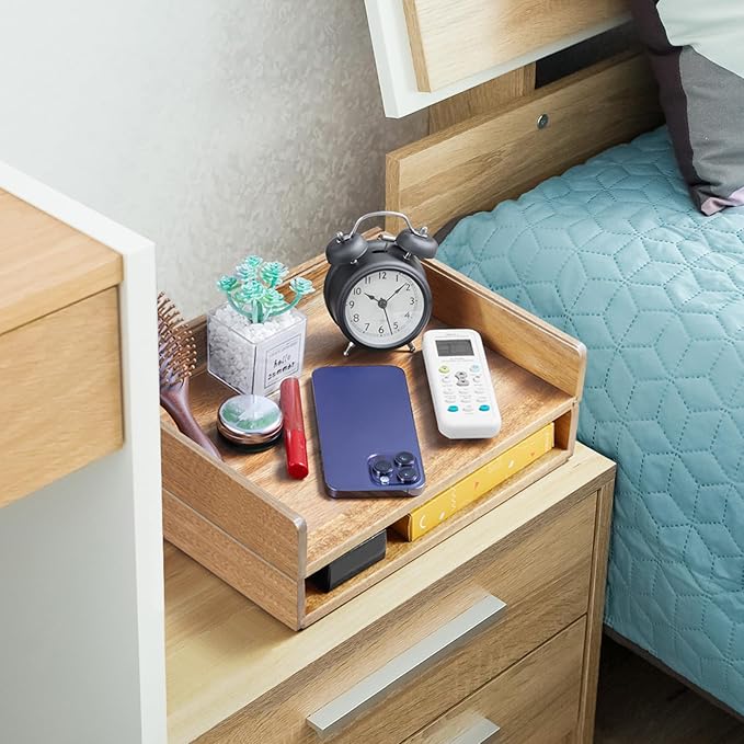 DRASTAR Paper Organizer Letter Tray, 2 Packs Acacia Wooden Stackable Letter Tray, A4 File Sorter Desk Organizer, Desk Organizers and Accessories for Home Office Supplies