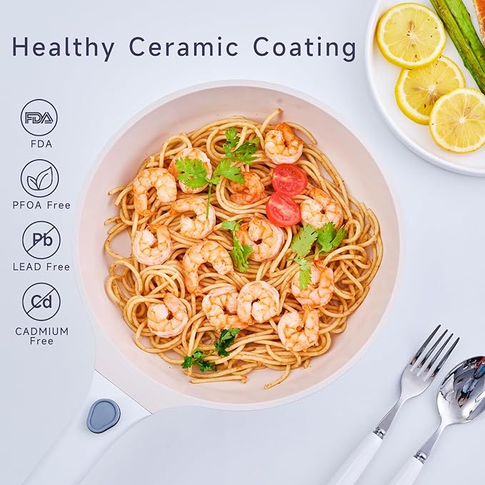 JEETEE 22pcs NonStick Ceramic Induction Cookware Sets, Pots and Pans With Removable Handles, Kitchen Non Toxic Pot Sets PFAS & PFOA Free