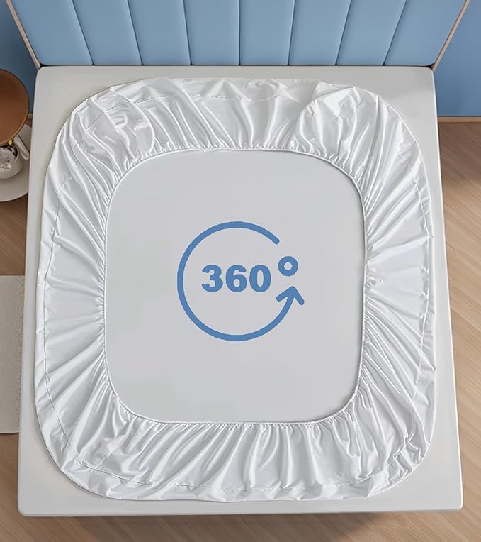 100% Waterproof King Mattress Protector, Hypoallergenic Viscose Made from Bamboo Mattress Cover, Breathable Cooling 3D Air Fabric Noiseless Bed Cover, Machine Washable Vinyl Free 8-16'' Deep Pocket