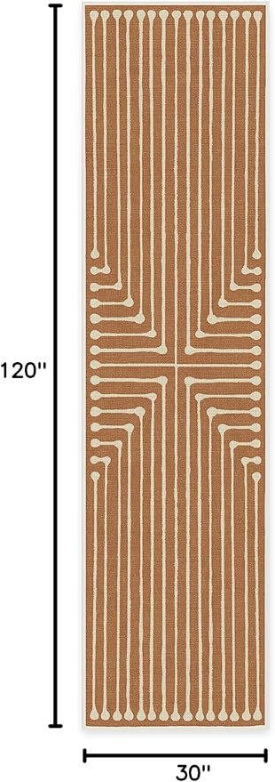 RUGGABLE x Jonathan Adler Machine Washable Modern Runner Rug – Inkdrop Copper 2.5x10, Stain-Resistant, Non-Slip – Washable Rug for Hallway, Entryway, Living Room & Kitchen–with Standard Pad