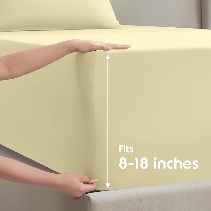 Nestl King Sheet Set - Luxury 1800 Ultra-Soft Microfiber King Bed Sheets - Double Brushed - Deep Pockets - Easy Fit - 4 Piece Set - Bedding Sheets & Pillowcases (California King, Vanilla Yellow)