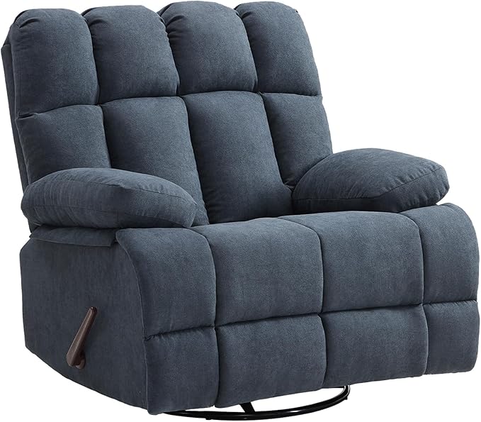 Oversized Recliner Chair, 360° Swivel Rocker Recliner for Big Man, Extra Wide Manual Recliner, Overstuffed Soft Rocking Sofa Chair, Overstuffed Soft Rocking Sofa Chair for Living Room(Grey)