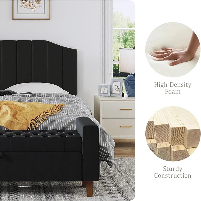 King Size Headboard Only, Velvet Upholstered Headboard King/California King Size Wall Mount and Bed Frame Mount, Featuring High-Density Sponge Padding Easy Assembly Comfort Style-Black