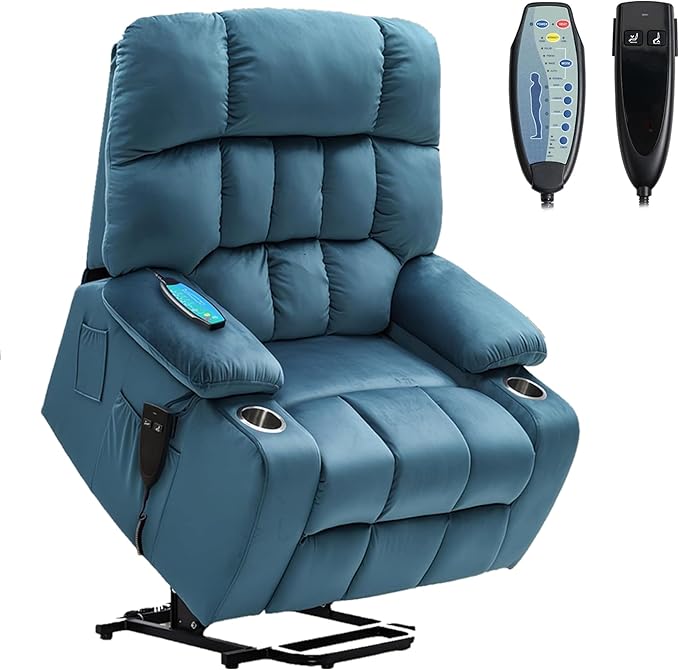 Heavy Duty Recliner Chairs with Cup Holders for Adults Big and Tall, Oversized Power Recliner Lift Chair for Elderly, Heat and Massage, Stand Up, Lay Flat 160 Degree Sleeping