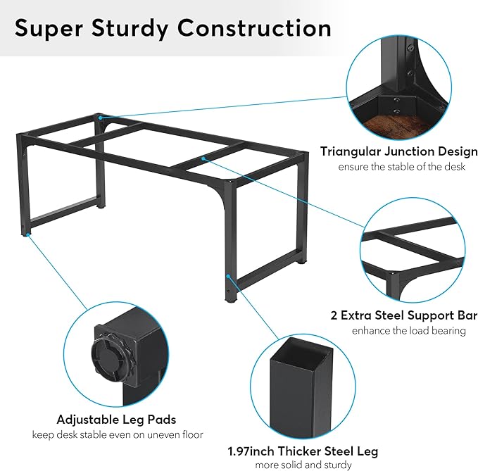 Tribesigns Modern Computer Desk, 63 x 31.5 inch Large Office Desk Computer Table Study Writing Desk Workstation for Home Office, Rustic/Black