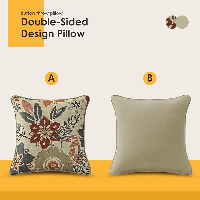 Outdoor Sunbrella Decorative Pillows Pack of 4, 18" x 18" Outdoor Pillow Set for Couch Bed Throw Patio Sofa, Airies Marble