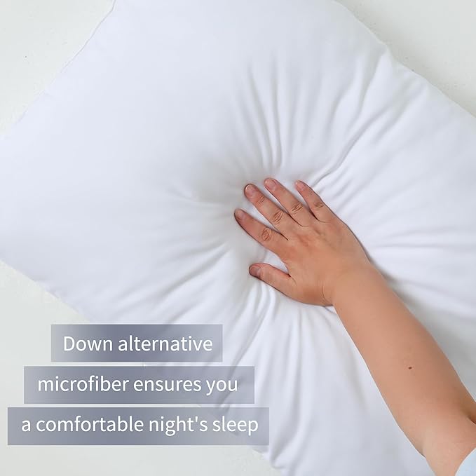 CULVE Bed Pillows King Size Set of 4-20x36 Flat Pillows for Sleeping Thin, Medium Support Soft Down Alternative Filling for Side Stomach Back Sleeper
