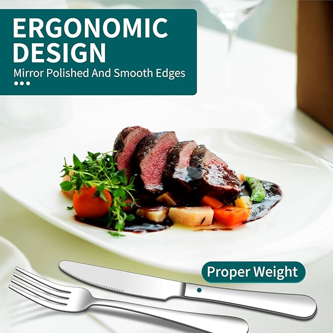 ENLOY 40 Piece Silverware Set for 8, Stainless Steel Flatware Set, Kitchen Utensil Set Cutlery Tableware for Home and Restaurant, Service for 8, Dinner Knives/Spoons/Forks, Dishwasher Safe