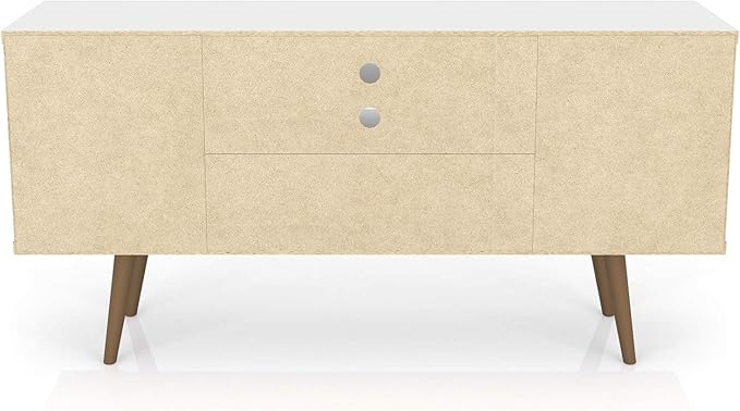 Manhattan Comfort Liberty Mid Century Modern TV Stand for Televisions up to 50 Inches, Bedroom and Living Room Entertainment Center with Storage, Shelves, and Cabinet, 53" Wide, White/3d Print