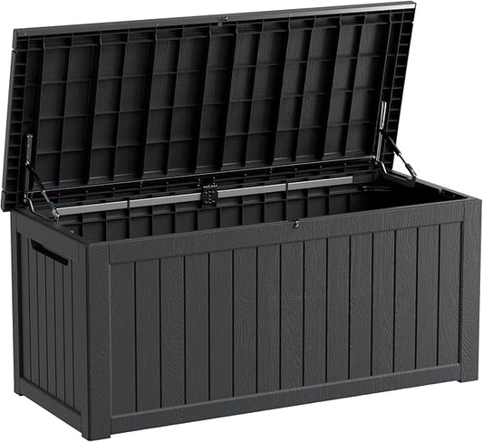 230 Gallon Resin Large Deck Box, Waterproof Outdoor Storage box for Patio Cushions, Garden Tools, Lockable (Black)