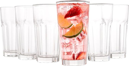 Vikko Drinking Glasses, 11 Ounce Glass Cups, Durable Glasses Drinking Set of 6, Tall Water Glasses, Stackable Highball Glasses, Heavy Base Tumblers & Water Glasses, Dishwasher Safe Cups