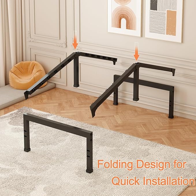 FUIOBYVV Twin XL Bed Frames 14 Inch Heavy Duty Metal Platform Bed Frame Twin Size Support Up to 3500 lbs, No Box Spring Needed/No Shaking/Steel Slat Support/Noise Free/Easy Assembly