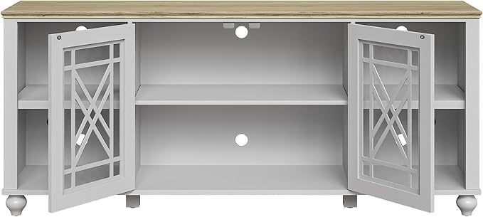 70" Vintage TV Stand with Carved Doors for TVs Up to 80" -Grayish-White