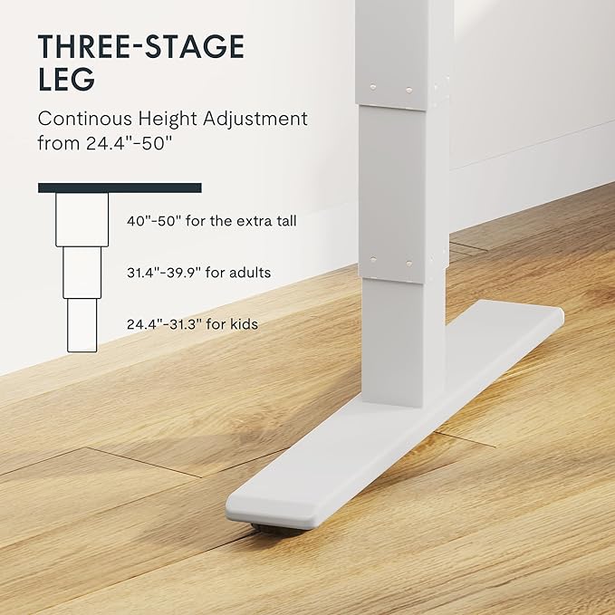 FLEXISPOT E6 MAX Dual Motor 3 Stages Standing Desk 60x24 Inch Whole-Piece Board Electric Height Adjustable Stand Up Desk 150KG Load Capacity(White Frame + Maple Desktop)