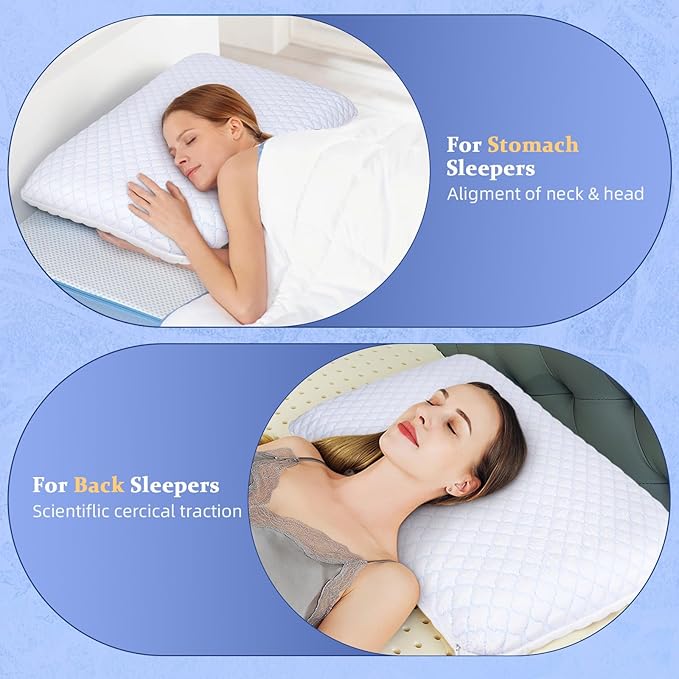 Ultra Thin Flat Pillows for Sleeping Standard Size Set of 2, Cooling Memory Foam Pillow 2.75 inch Height Ultra Thin Pillow,Slim Bed Pillows for Stomach Back Sleeper,16x25 Inch