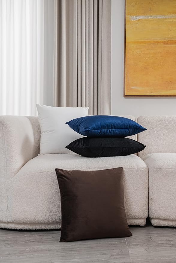 DEZENE Decorative Pillow Covers 12x20 Black: 2 Pack Cozy Soft Velvet Rectangular Throw Pillow Cases for Farmhouse Home Decor