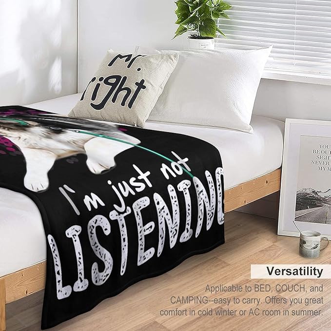 Husky Dog Blanket Husky Gifts for Girls Women Men Funny Husky Throw Blanket for Kids Adults Soft Warm Cozy Fleece Blanket for Couch Sofa Bed 50"x60"