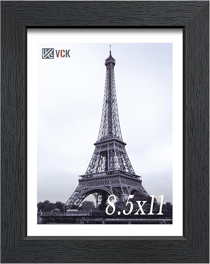 VCK 8.5x11 Certificate Frame, Black Wood 8 1/2 x 11 Picture Diploma Document Frames for Wall and Tabletop, 1 Pack