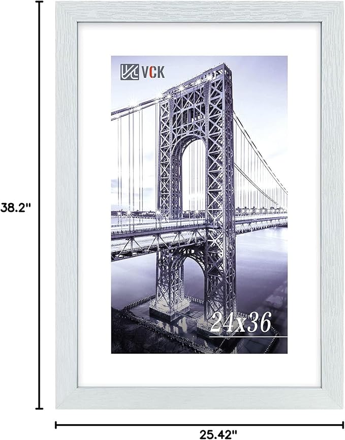 VCK 24x36 Picture Frame Exclusive Large White Poster Frame for Wall Gallery Home Office 1 Pack